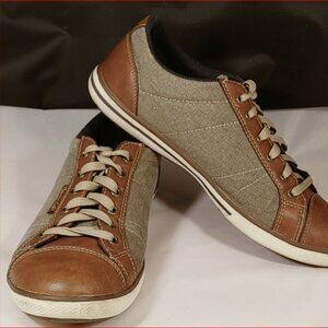 American Eagle Men's Sneakers Size 10 Brown Leather & Canvas Two Tone Lo-top